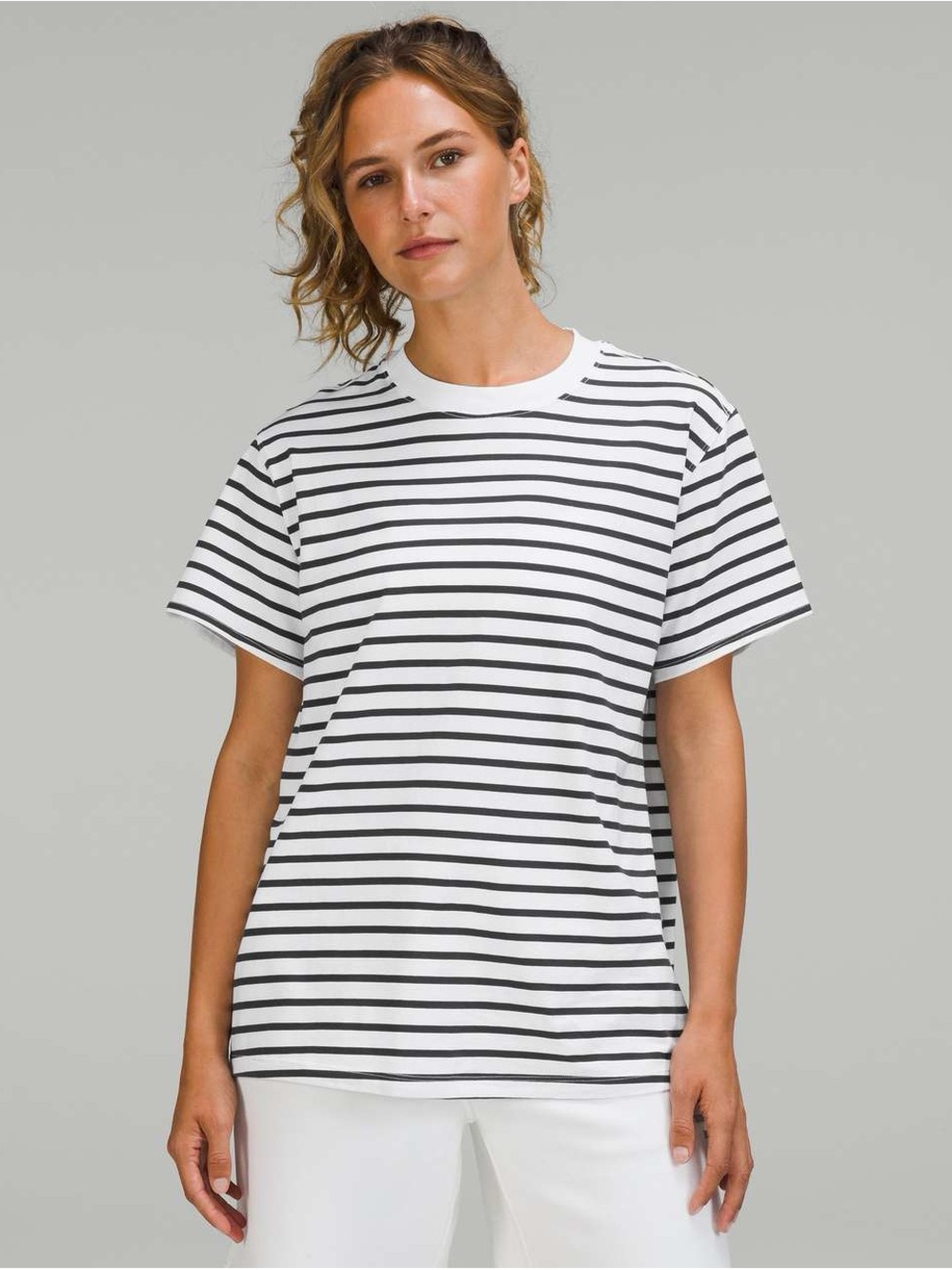 Lululemon All Yours Short Sleeve T-Shirt Yachtie Stripe White Graphite Grey